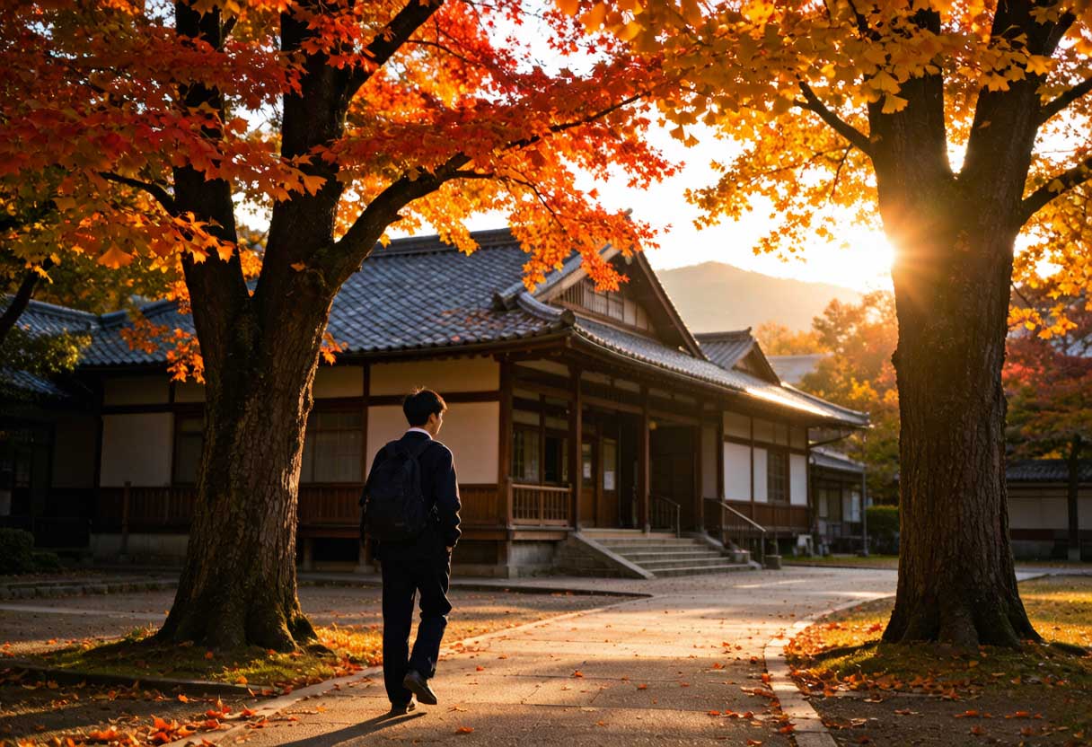 日本校园秋景
